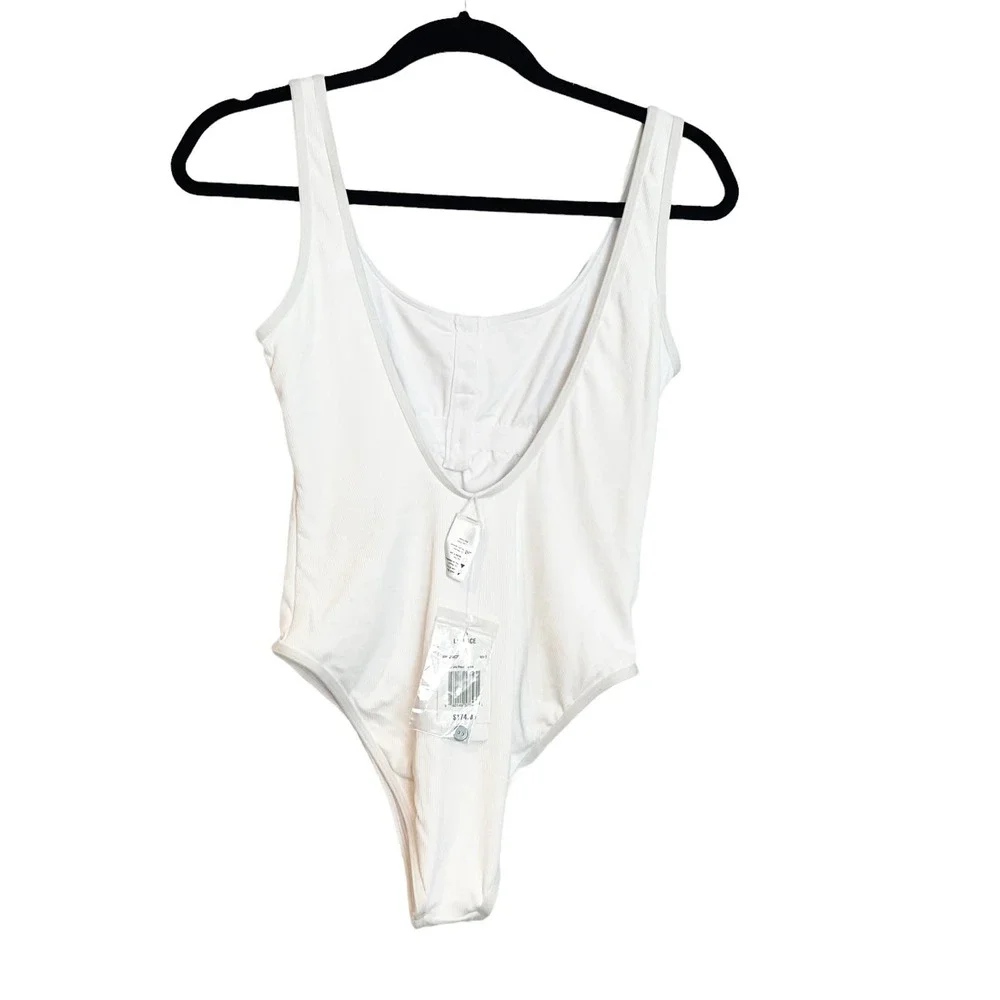 L*space Ribbed Float on One Piece Swimsuit White Size M NWT